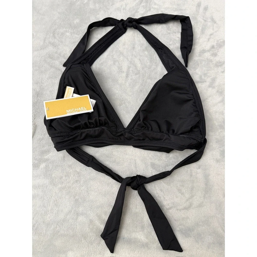 MICHAEL Michael Kors Women's Logo-Ring Halter Bikini Top Small $78 NEW